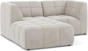 Béžová zamatová rohová pohovka (ľavý roh/s leňoškou) Aloha – Makamii