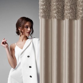 ZATEMŇOVACÍ ZÁVES NA KRÚŽKOCH EVA MINGE ROSES13 140X250 CM TMAVOBÉŽOVÁ