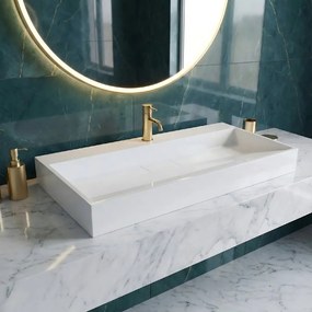 Rea Goya, umývadlo na dosku 100x46x14 cm, konglomerát, biela lesklá, REA-U8903