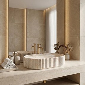 Rea Marcela Saturn, umývadlo na dosku 600×370×135 mm, béžová matná, REA-U3519