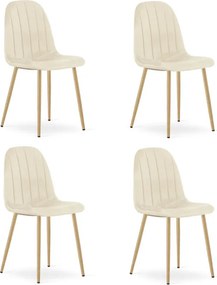 Set štyroch jedálenských stoličiek PADVA zamatové béžové / hnedé nohy (4 ks)