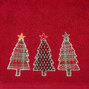 Bavlnený vianočný uterák červený so stromčekmi Šírka: 70 cm | Dĺžka: 140 cm