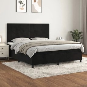 Posteľný rám boxspring s matracom čierny 180x200 cm zamat 3142919