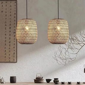 Toolight Bamboo, závesné svietidlo 1xE27 25x30 cm APP1542-1CP, čierna-hnedá, OSW-05120