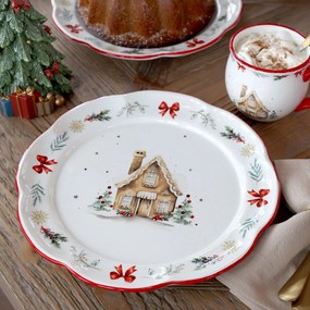 Vianočný keramický jedálenský tanier Chalet de Noël – Ø 28*3 cm
