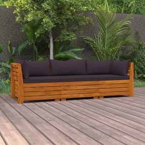 3-miestna záhradná sedacia súprava s podložkami akáciové drevo