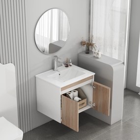 Závesná skrinka pod umývadlo Houseland Morvia 60 cm biela/dub