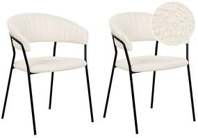 Sada 2 jedálenských stoličiek s buklé čalúnením krémová biela MARIPOSA Beliani