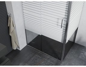 Mexen Apia, sprchový kút s posuvnými dverami 130 (dvere) x 100 (stena) cm, 6mm číre-pásy sklo, chrómový profil, 840-130-100-01-20