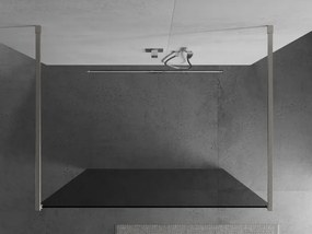 Mexen Kioto, sprchová zástena Walk-In 130 x 200 cm, 8mm šedé sklo, brúsená oceľ profil,  800-130-002-97-40