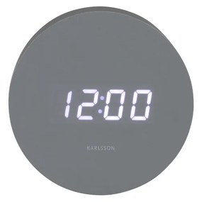 Karlsson 5981GY dizajnové LED hodiny s budíkom sivá, pr. 9 cm