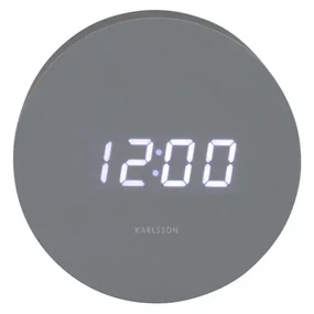 Karlsson 5981GY dizajnové LED hodiny s budíkom sivá, pr. 9 cm