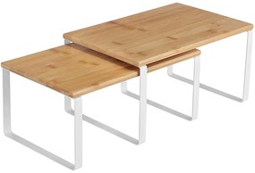 Stojan na koreničky, sada 2 ks policového organizéra, biela a prírodná farba