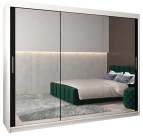Šatníková skriňa 250 cm Toki 3 (Biela matná + Čierna matná). Akcia -20%. Vlastná spoľahlivá doprava až k Vám domov. 1065112