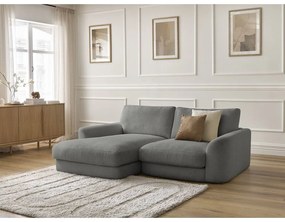 Tmavosivá rohová pohovka z textílie buklé (ľavý roh/s leňoškou) Leonore – Bobochic Paris