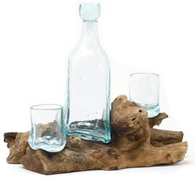 Roztavené sklo na dreve - Whisky set
