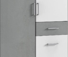 Šatníková skriňa bez zrkadla Click, 91 cm, biela/šedý betón