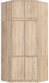 Rohová šatní skříň CLP 100 cm 6D dub sonoma