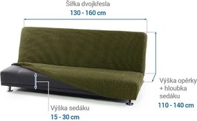 Super strečové poťahy NIAGARA zelená dvojkreslo s drevenými rúčkami (š. 130 - 160 cm)