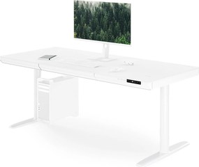 Elektrický písací stôl sit-stand so zásuvkou a bezdrôtovou nabíjačkou Qi biely, 1600 mm: ELLIS