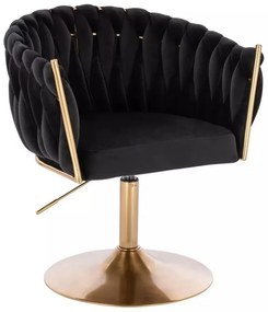 LuxuryForm DESIGN Stolička NORDEN VELUR na zlatom tanieri - čierna