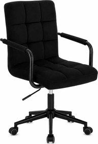 LuxuryForm DESIGN Otočná stolička VERONA BLACK VELUR na čiernej podstave s kolieskami - čierna