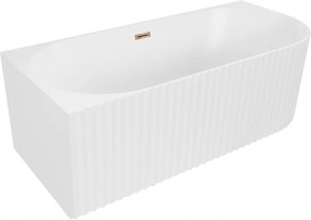 Mexen Gia rohová vaňa 150x75 cm, biela matná, prep. ružové zlato