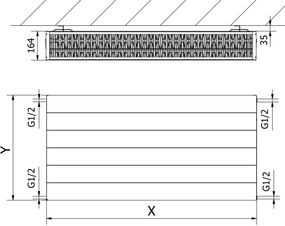 Mexen, Panelový radiátor Mexen Line CL33 500 x 600 mm, bočné pripojenie, 1140 W, biely - W433L-050-060-00