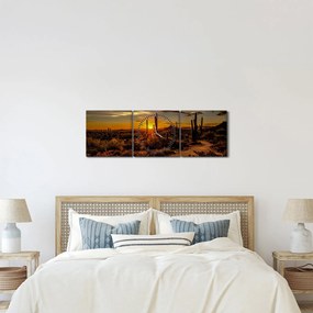 Obraz - Koniec dňa v arizonskej púšti (s hodinami) (90x30 cm)
