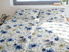 Polášek Bavlnené obliečky MODRÉ KVETY - 140 x 220 cm / 70 x 90 cm