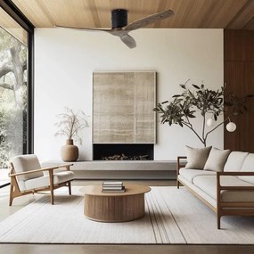 ZEVENTI - Stropný ventilátor SPELLO Wi-Fi Tuya čierna/dub + diaľkový ovládač