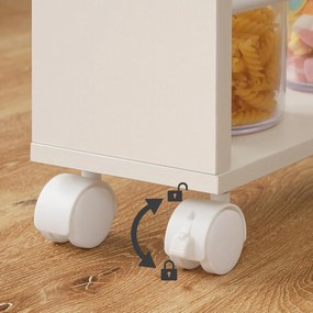Úzky pojazdný kuchynský regál Vasagle Tonari 45 cm biely/hnedý