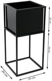 KOVOVÝ KVETINÁČ SO STOJANOM PLAIN 50X24 CM ČIERNA