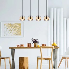 Globo 15560-4H - Luster na lanku MILEY 4xE27/60W/230V čierna/mosadz