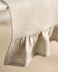 Bežec s volánom 40x160 cm farba produktu béžová látka polopriehľadný, zapletaná, ľanová