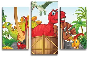 Sablio Obraz - 3-dílný Dinosauři 4 - 75x50 cm