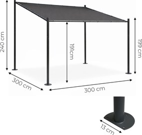 Zahradní pergola Lowa 3x3 m šedá/černá