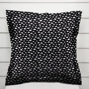 Biante Detská bavlnená obliečka na vankúš s lemom Sandra SA-306 Biele obláčiky na čiernom 45 x 45 cm