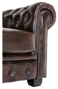 furniture-nabytek.cz - Pohovka Chesterfield 4-miestna z pravej kože, hnedá – 268×100×72 cm