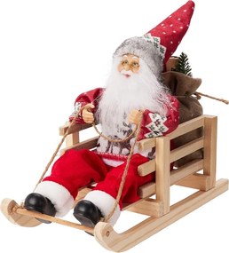 Santa Claus v škandinávskom svetri na saniach 34 cm
