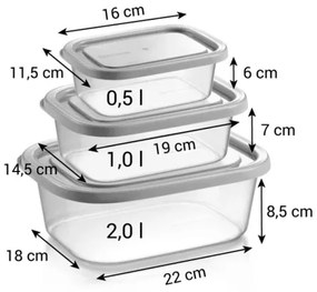 Tescoma Dózy do mrazničky 4FOOD, 3 ks, 0,5 l, 1 l, 2 l