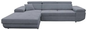 Rozkladacia rohová sedacia súprava s úložným priestorom vo tvare L CASTELO ľavá tmavošedá