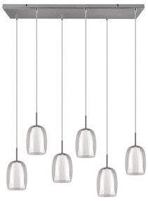 Závesné svietidlo v striebornej farbe so skleneným tienidlom Barret – Trio Select