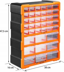 Organizér Damir s 39 priehradkami čierny/oranžový