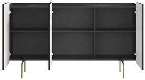 Komoda Malmi 150 cm - čierny mat / zlatá