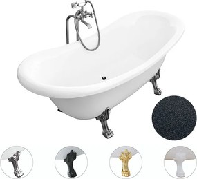 Besco Voľne stojaca vaňa zo sanitárneho kompozitu Amelia Glam G 190x77 bez prepadu BESCO-Typ výpuste: Click-Clack bez prepadu, čierna matná, BESCO-Nô…