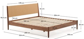 Tmavohnedá dvojlôžková posteľ z orechového dreva s roštom 180x200 cm Elan – Kave Home