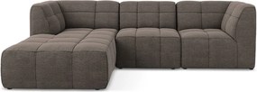 Hnedá rohová pohovka z textílie buklé (ľavý roh/s leňoškou) Aloha – Makamii