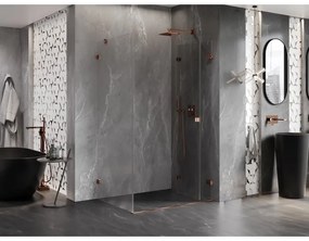 Mexen Lunar-F, 1-krídlový sprchový kút so skladacími dverami, pravý, 95 x 90 cm, 8mm číre sklo, ružové zlato profil, 836-095-090-60-00-P