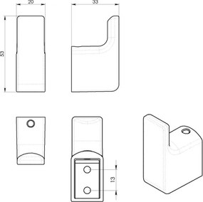 Gedy - SADA 2 ks nástenných háčikov PIRENEI, matná zlatá